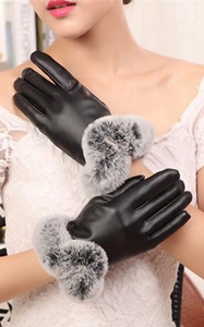 SZ60071-1 Женские зимние перчатки с сенсорным экраном из искусственной кожи с тепловой подкладкой Варежки